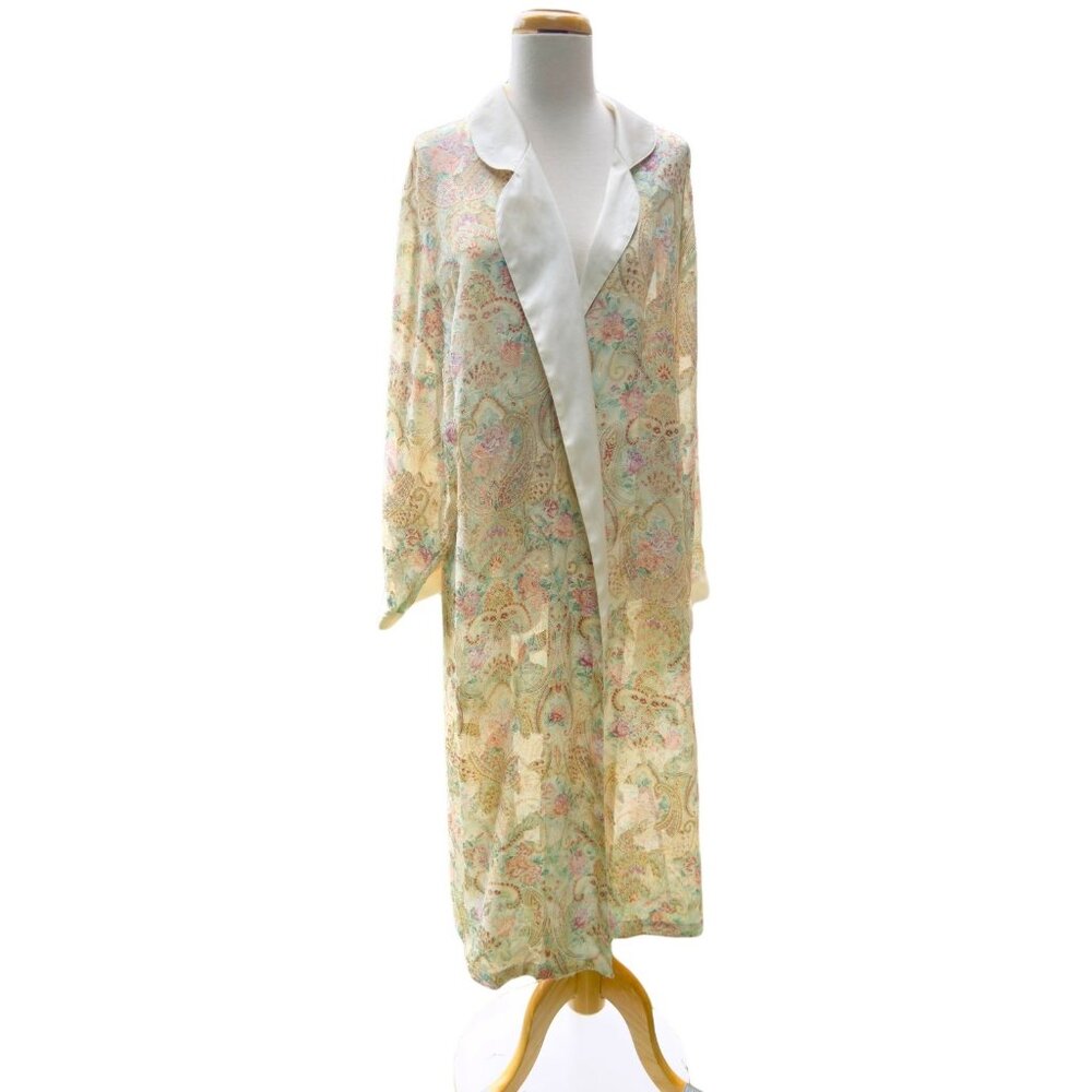 Vintage Victoria's Secret Satin Sheer Robe With Paisley Design Multicolor Size M